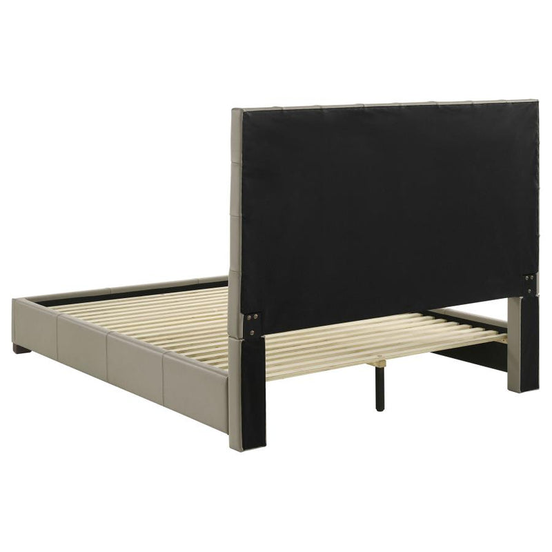 Medley Genuine Leather Queen Panel Platform Bed Tan-zoom-