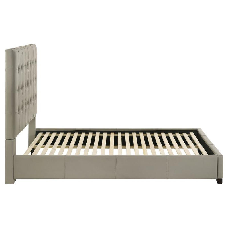 Medley Genuine Leather Queen Panel Platform Bed Tan-zoom-