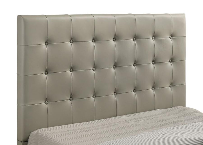 Medley Genuine Leather Queen Panel Platform Bed Tan-zoom-