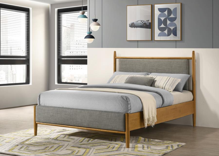 Mason 46-inch Full Panel Platform Bed Grey and Light Brown-zoom-2