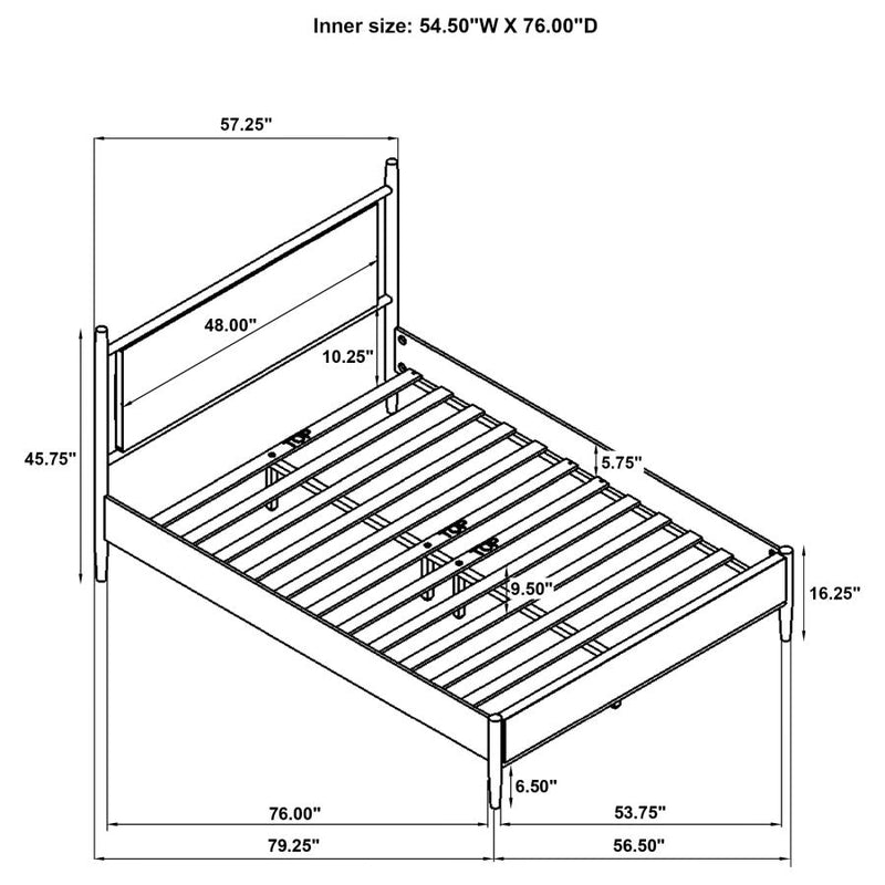 Mason 46-inch Full Panel Platform Bed Grey and Light Brown-zoom-