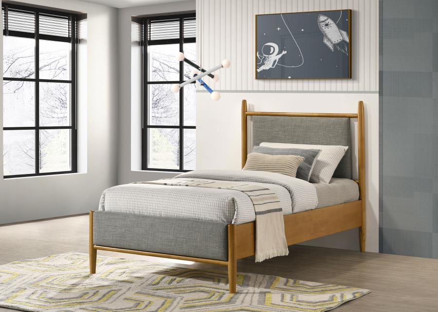 Mason 46-inch Twin Panel Platform Bed Grey and Light Brown-zoom-2