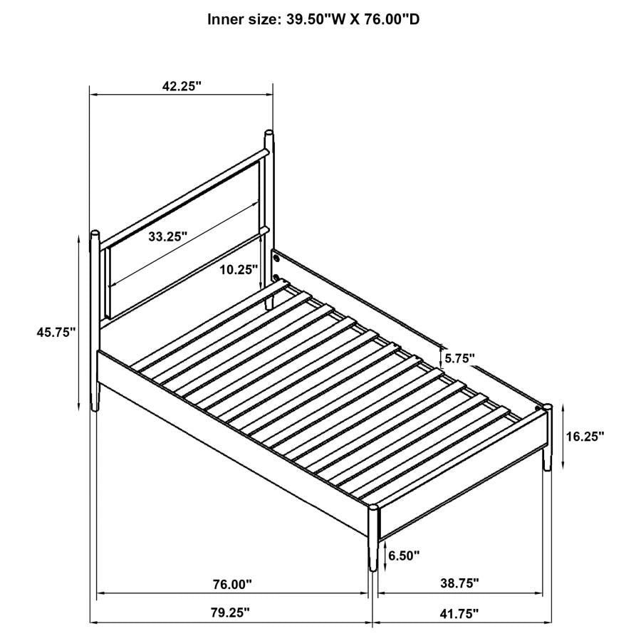 Mason 46-inch Twin Panel Platform Bed Grey and Light Brown-10