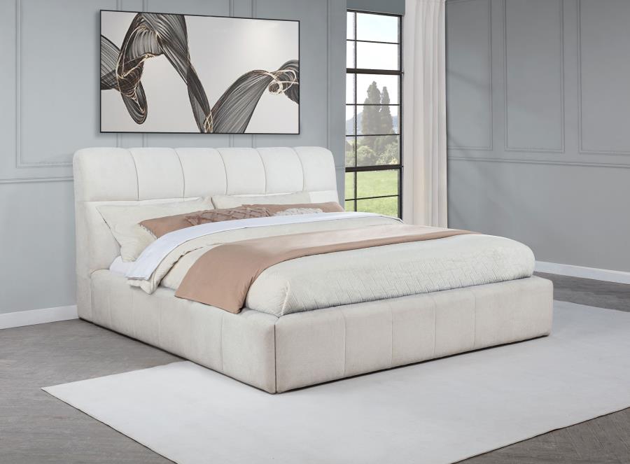 Nollet 48-inch Upholstered Eastern King Platform Bed Cream-zoom-2