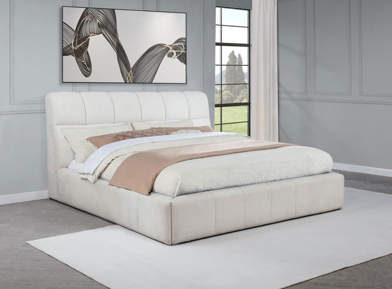 Nollet 48-inch Upholstered Eastern King Platform Bed Cream-zoom-
