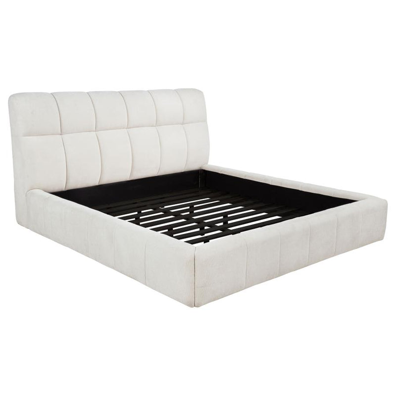 Nollet 48-inch Upholstered Eastern King Platform Bed Cream-zoom-