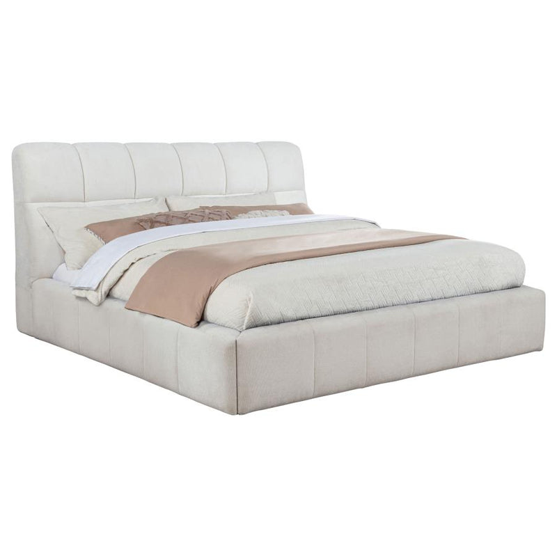 Nollet 48-inch Upholstered Eastern King Platform Bed Cream-zoom-