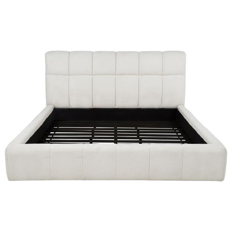 Nollet 48-inch Upholstered Eastern King Platform Bed Cream-zoom-