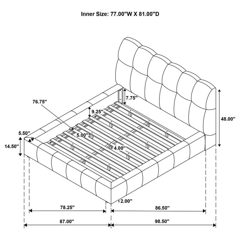 Nollet 48-inch Upholstered Eastern King Platform Bed Cream-zoom-
