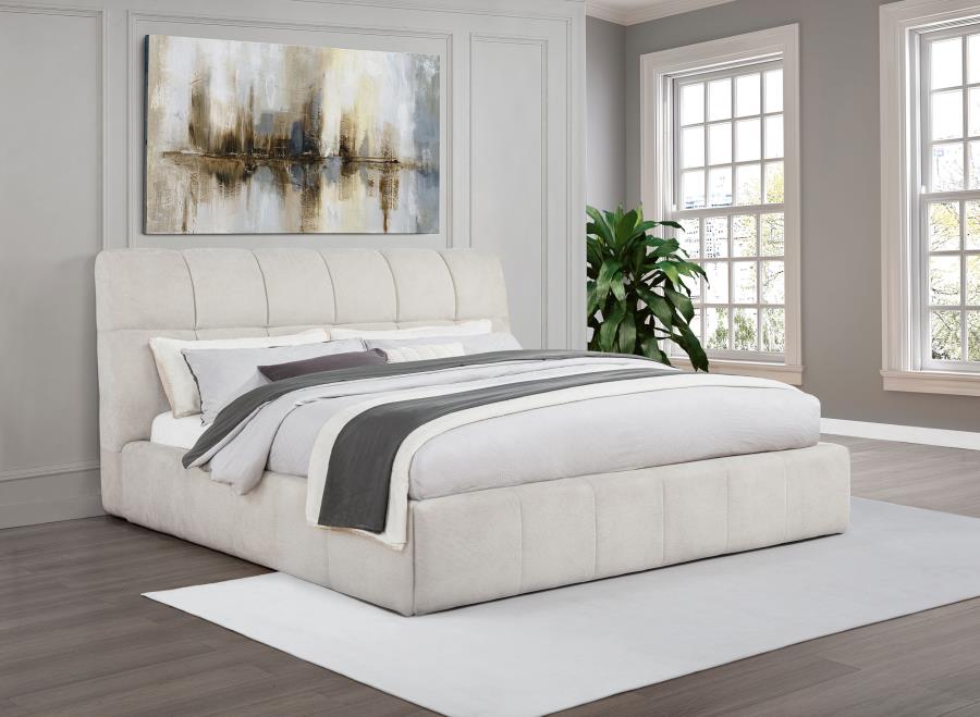 Nollet 48-inch Upholstered California King Platform Bed Cream-2