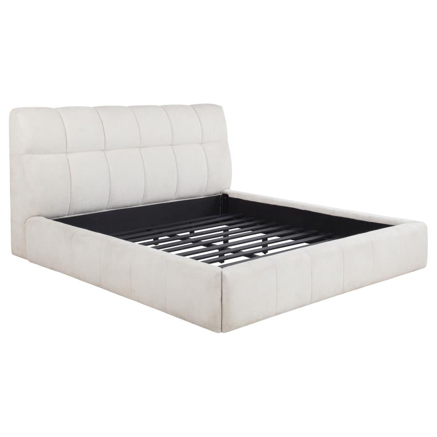 Nollet 48-inch Upholstered California King Platform Bed Cream-zoom-1