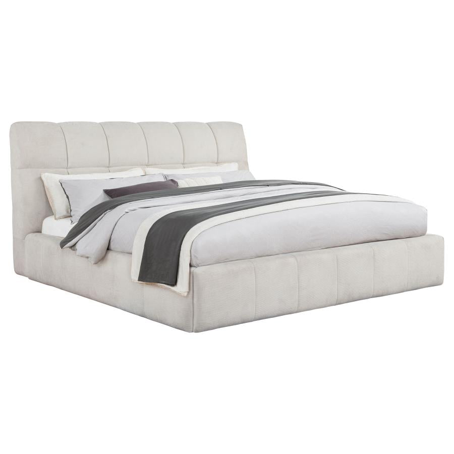 Nollet 48-inch Upholstered California King Platform Bed Cream-3