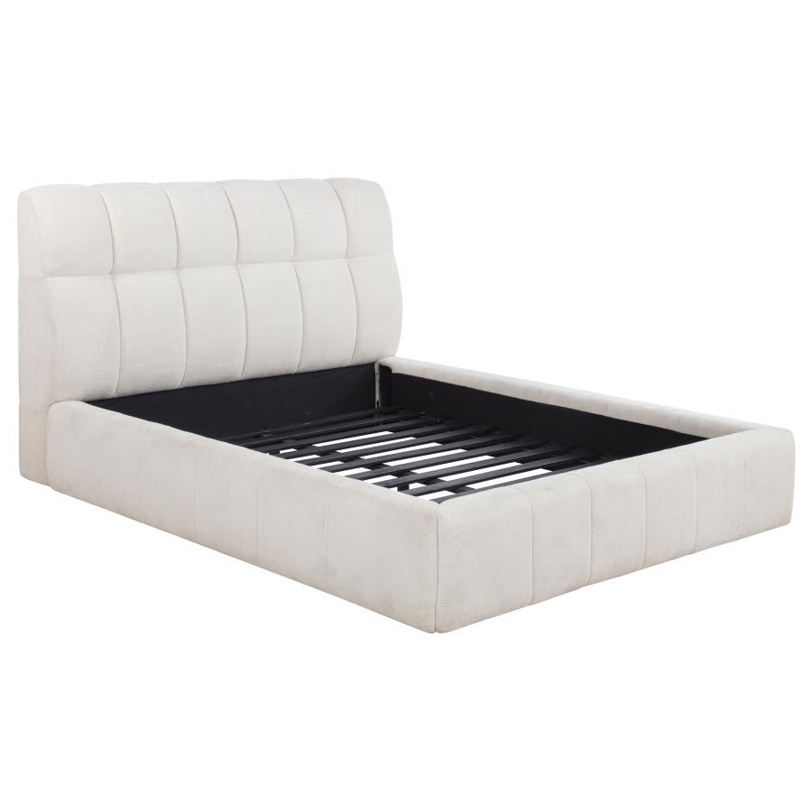 Nollet 48-inch Upholstered Queen Panel Platform Bed Cream-zoom-1