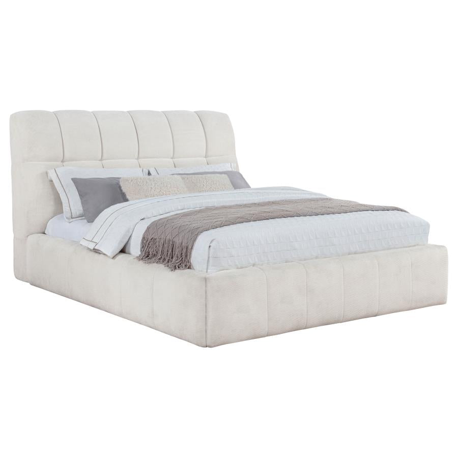 Nollet 48-inch Upholstered Queen Panel Platform Bed Cream-zoom-3