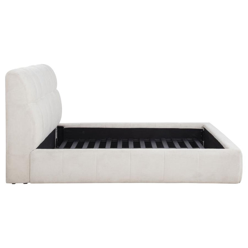 Nollet 48-inch Upholstered Queen Panel Platform Bed Cream-zoom-