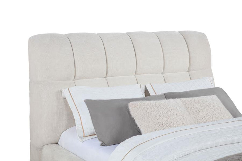 Nollet 48-inch Upholstered Queen Panel Platform Bed Cream-zoom-