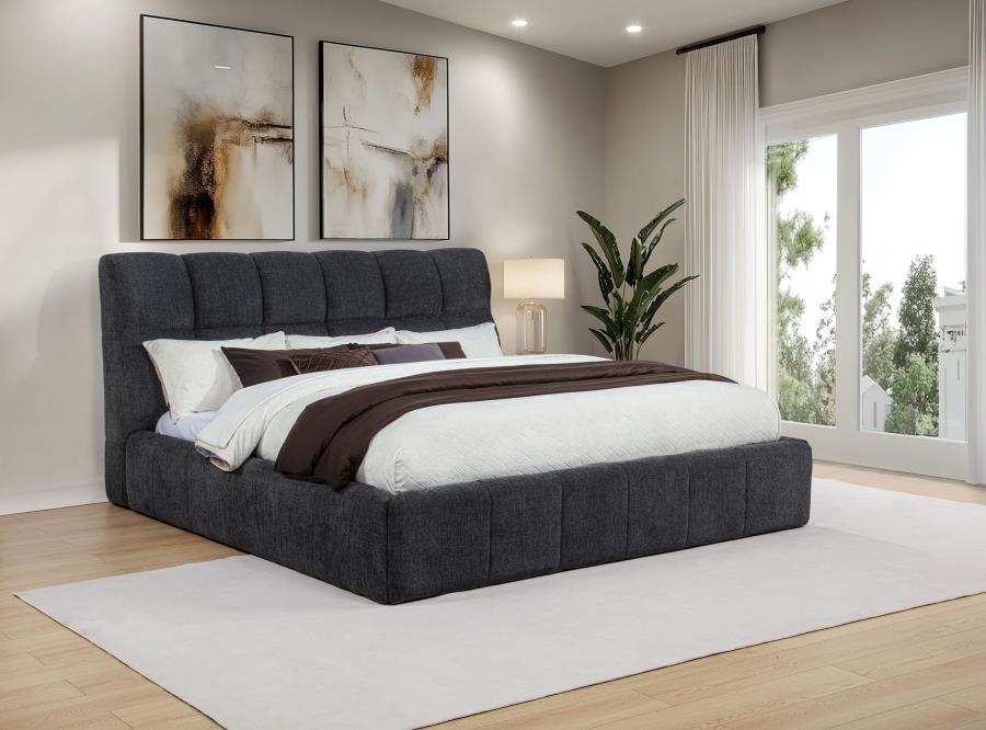 Nollet 48-inch Upholstered Eastern King Platform Bed Grey-2