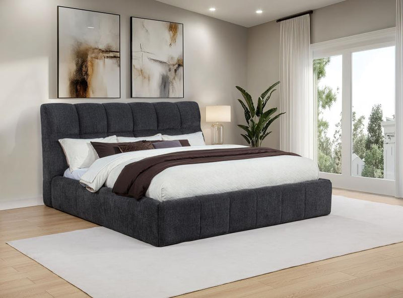 Nollet 48-inch Upholstered Eastern King Platform Bed Grey-zoom-