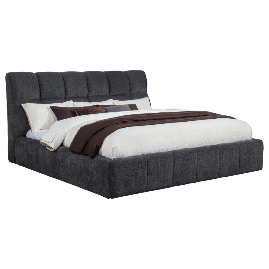 Nollet 48-inch Upholstered Eastern King Platform Bed Grey-zoom-1