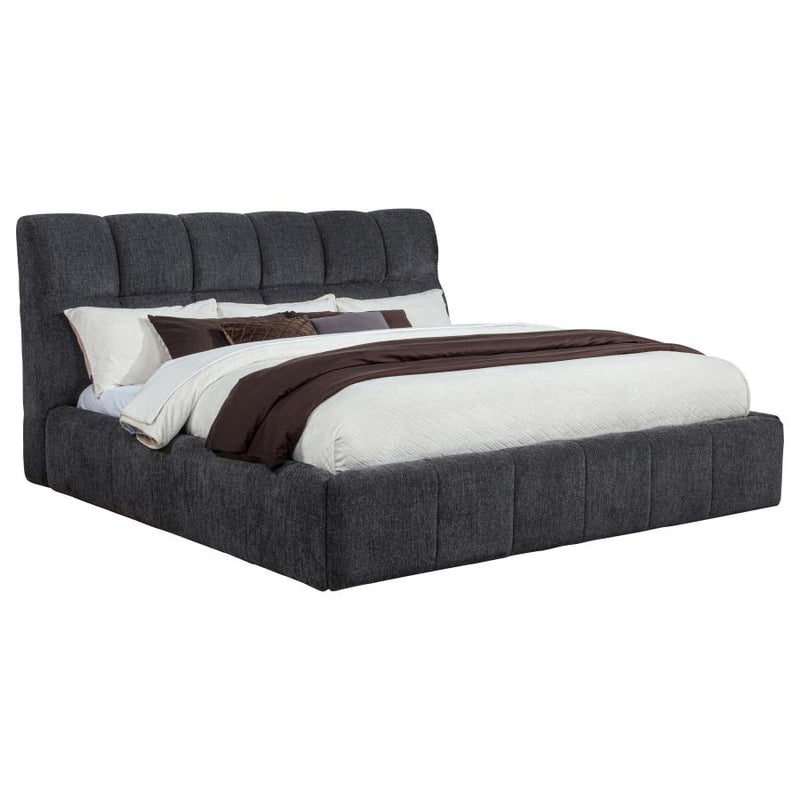 Nollet 48-inch Upholstered Eastern King Platform Bed Grey-zoom-
