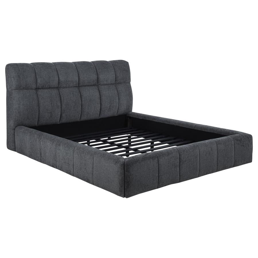 Nollet 48-inch Upholstered Eastern King Platform Bed Grey-zoom-3