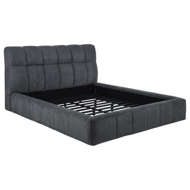 Nollet 48-inch Upholstered Eastern King Platform Bed Grey-zoom-