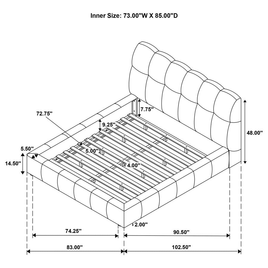 Nollet 48-inch Upholstered California King Platform Bed Grey-zoom-9