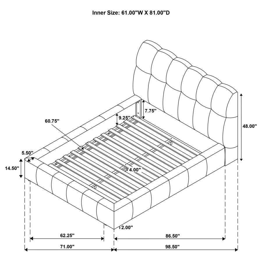 Nollet 48-inch Upholstered Queen Panel Platform Bed Grey-9