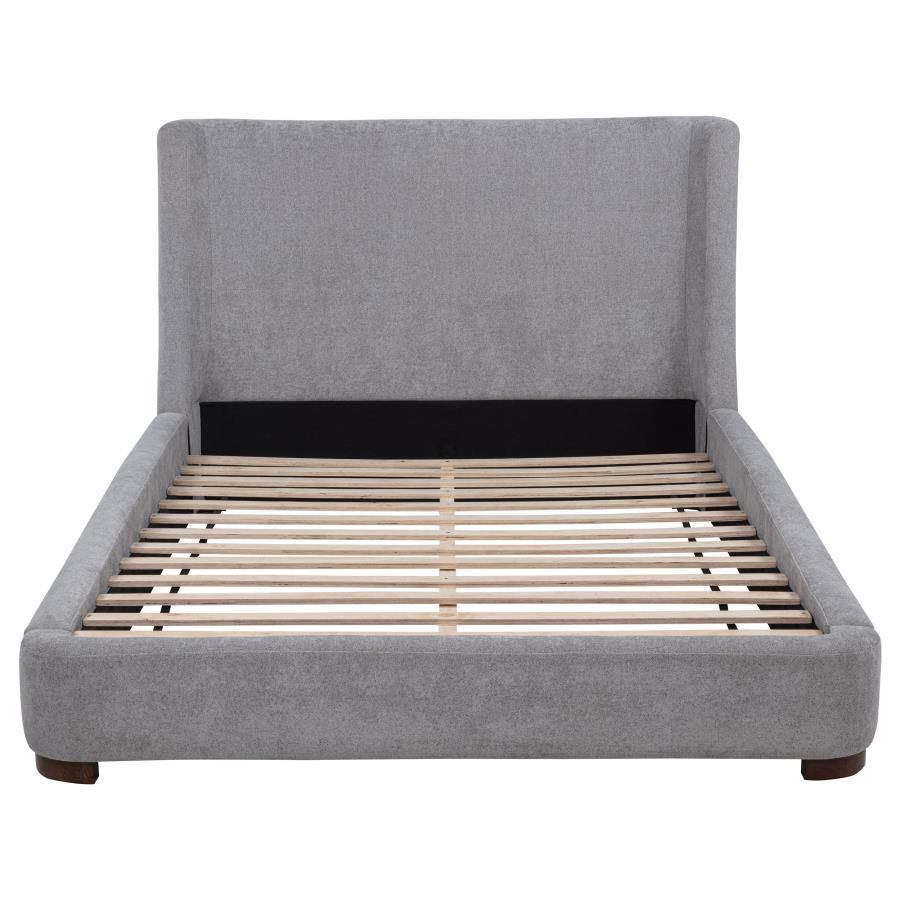 Rennes Upholstered Eastern King Wingback Platform Bed Grey-zoom-4