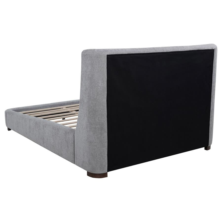 Rennes Upholstered Eastern King Wingback Platform Bed Grey-5