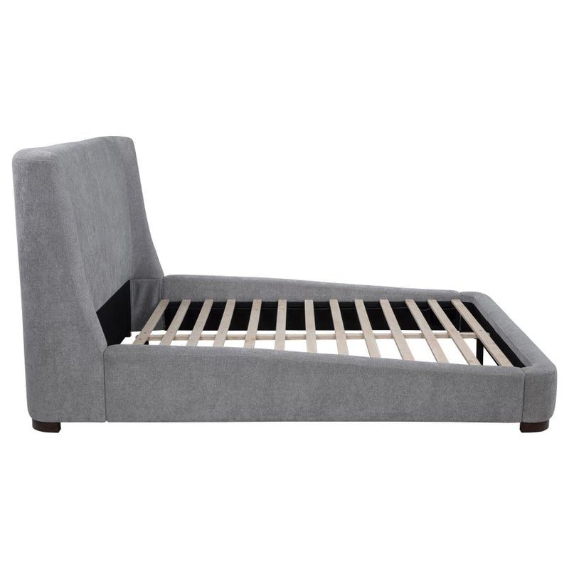 Rennes Upholstered Eastern King Wingback Platform Bed Grey-zoom-