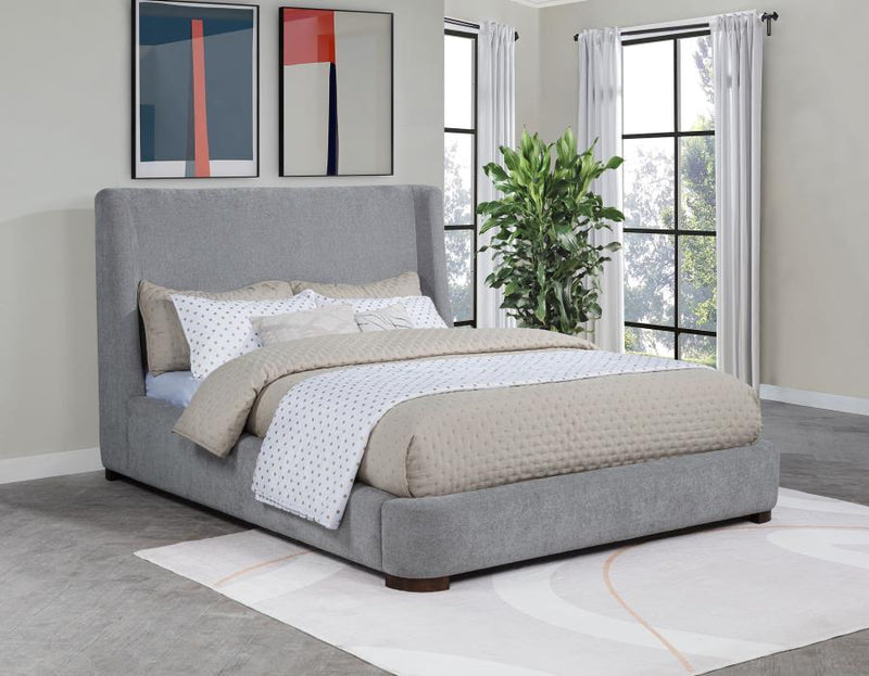 Rennes Upholstered Queen Wingback Platform Bed Grey-zoom-