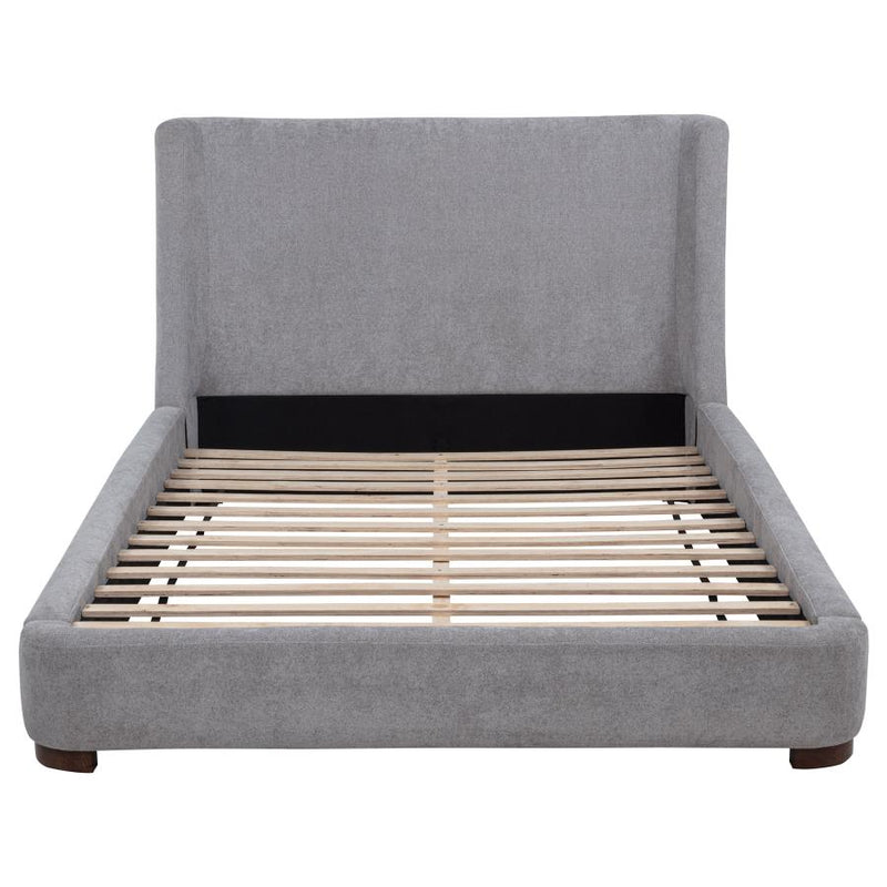 Rennes Upholstered Queen Wingback Platform Bed Grey-zoom-