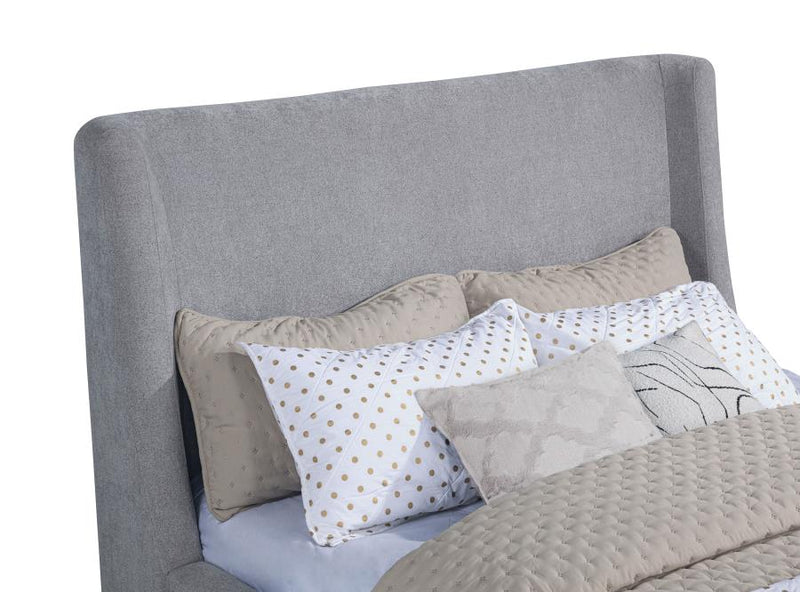 Rennes Upholstered Queen Wingback Platform Bed Grey-zoom-