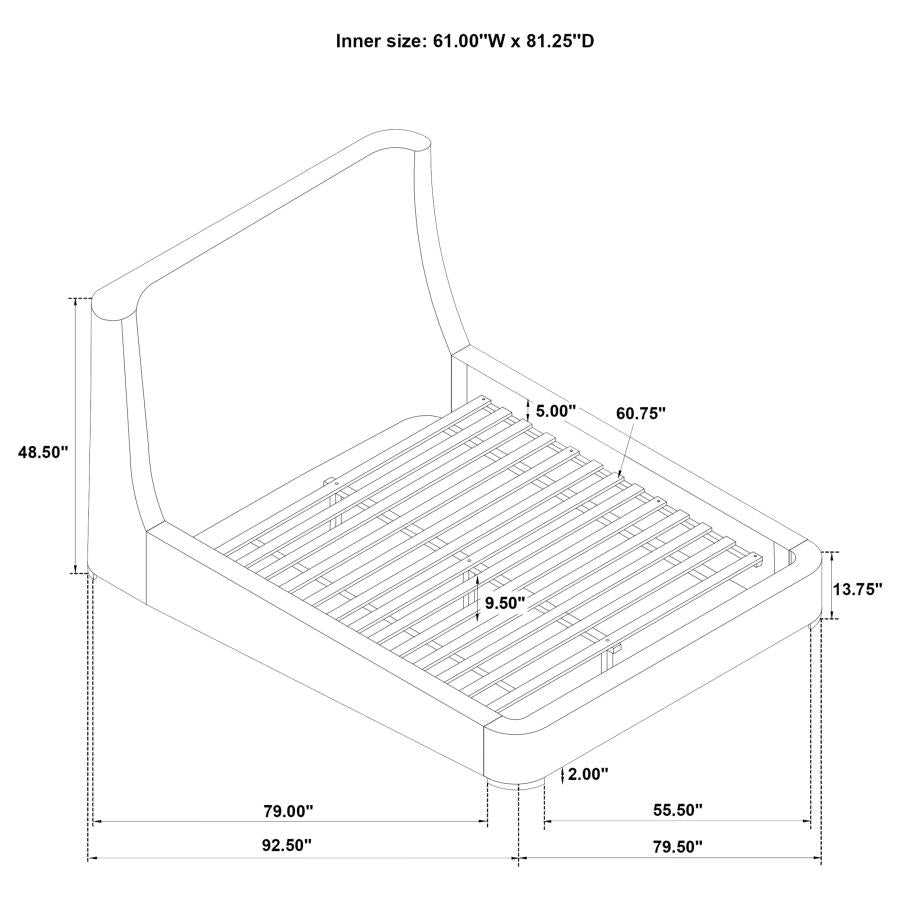 Rennes Upholstered Queen Wingback Platform Bed Grey-9