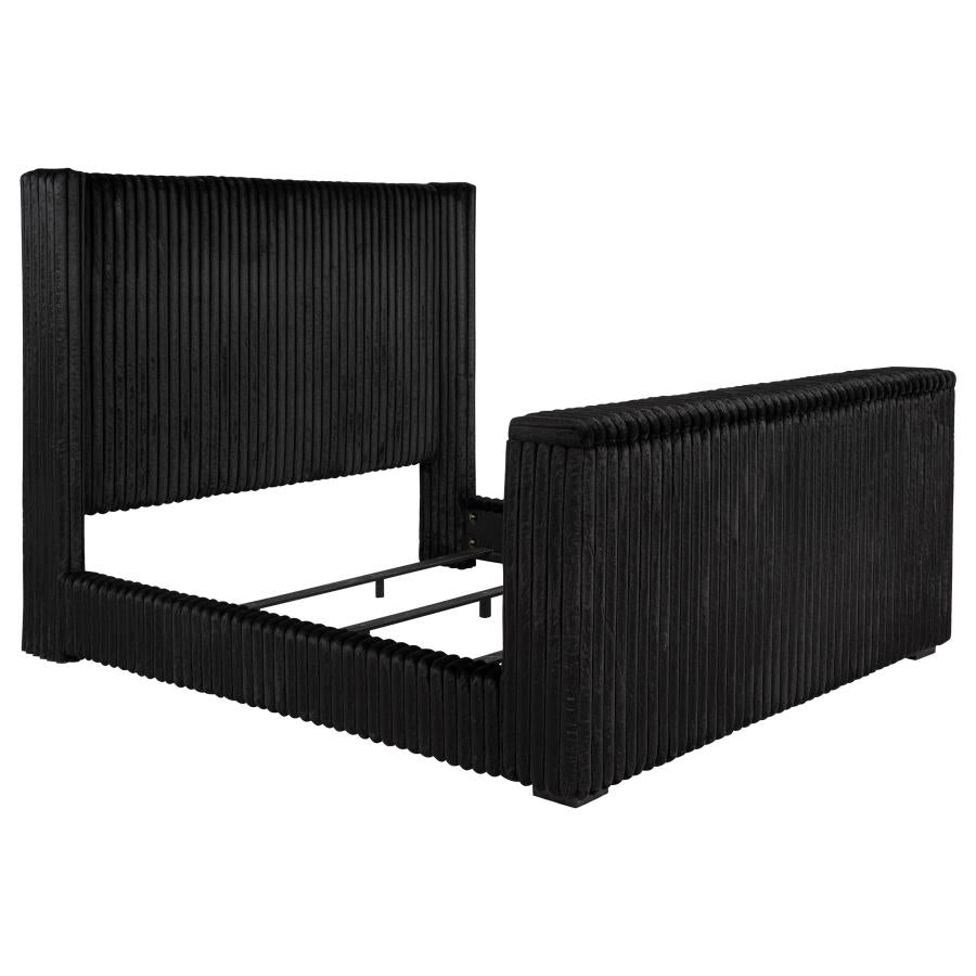 Centergrove Upholstered Eastern King Wingback TV Bed Black-1