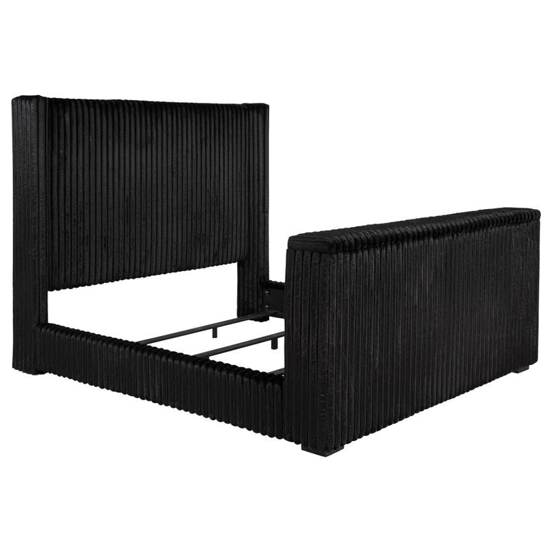 Centergrove Upholstered Eastern King Wingback TV Bed Black-zoom-