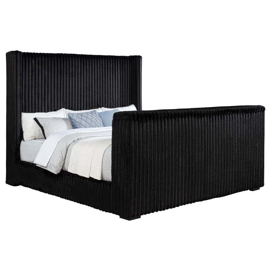 Centergrove Upholstered Eastern King Wingback TV Bed Black-zoom-4