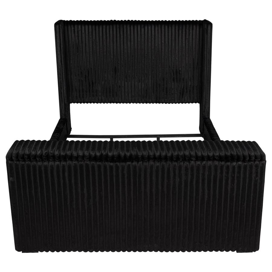 Centergrove Upholstered Eastern King Wingback TV Bed Black-6