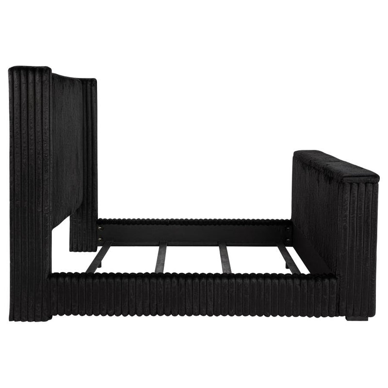 Centergrove Upholstered Eastern King Wingback TV Bed Black-zoom-