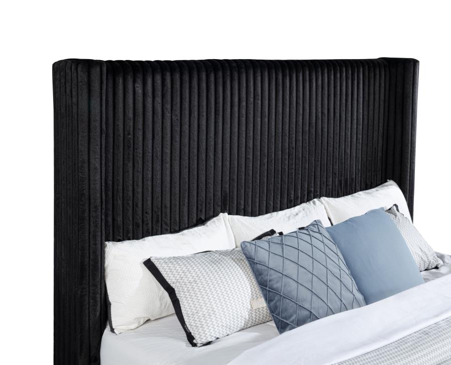 Centergrove Upholstered Eastern King Wingback TV Bed Black-9