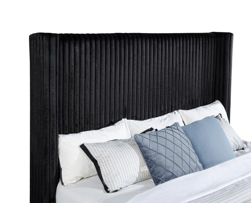 Centergrove Upholstered Eastern King Wingback TV Bed Black-zoom-