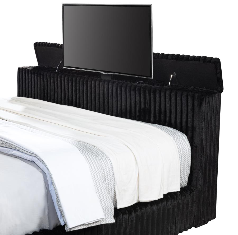 Centergrove Upholstered Eastern King Wingback TV Bed Black-zoom-11