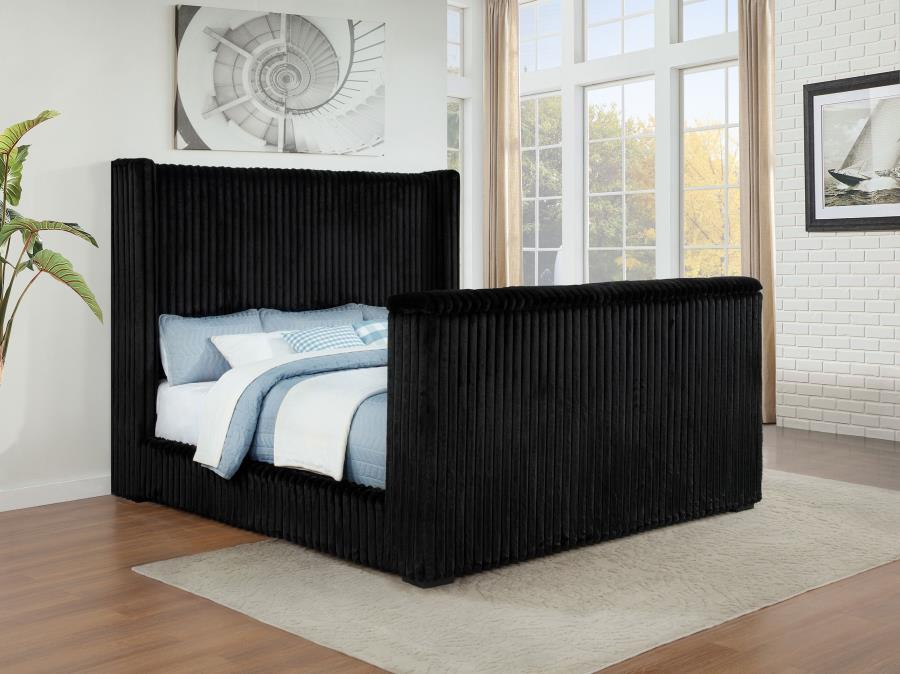 Centergrove Upholstered California King Wingback TV Bed Black-2
