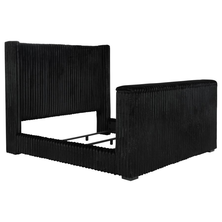 Centergrove Upholstered California King Wingback TV Bed Black-zoom-1