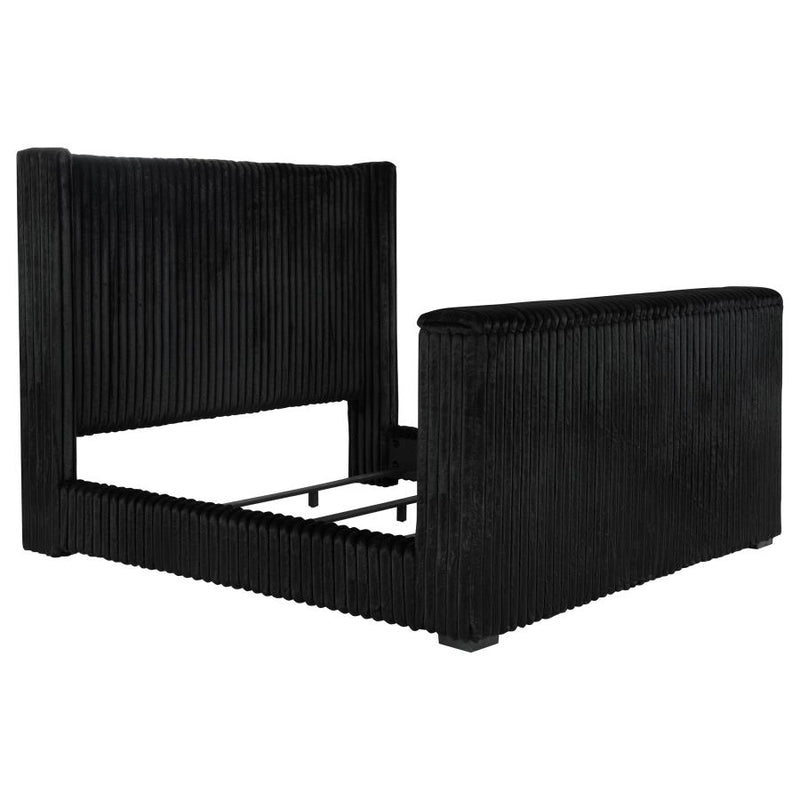 Centergrove Upholstered California King Wingback TV Bed Black-zoom-