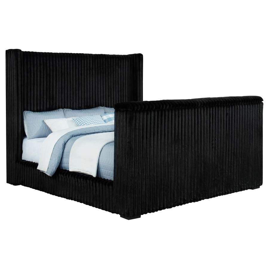 Centergrove Upholstered California King Wingback TV Bed Black-zoom-4