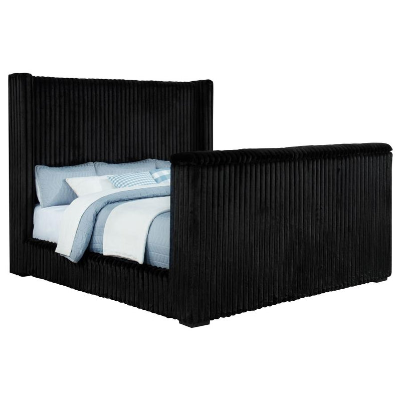 Centergrove Upholstered California King Wingback TV Bed Black-zoom-