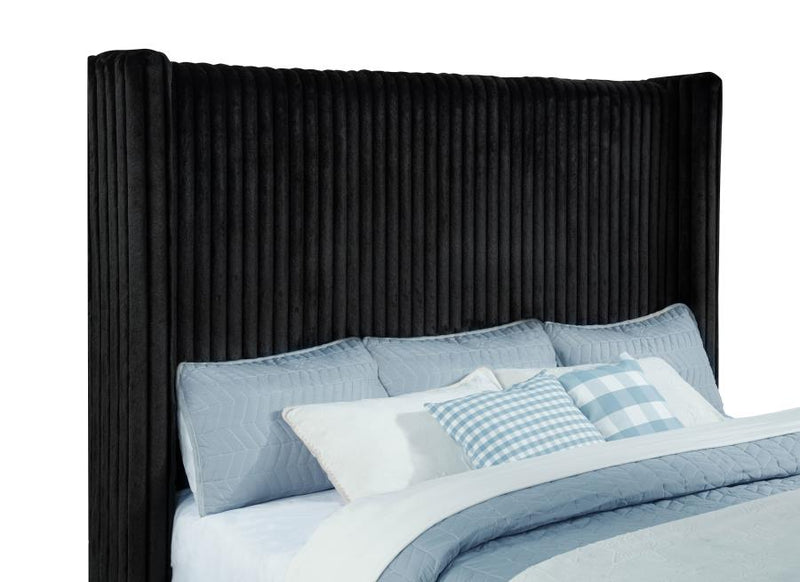 Centergrove Upholstered California King Wingback TV Bed Black-zoom-