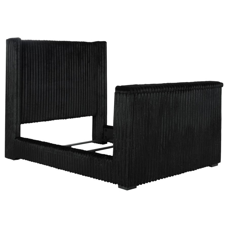 Centergrove Upholstered Queen Wingback TV Bed Black-zoom-